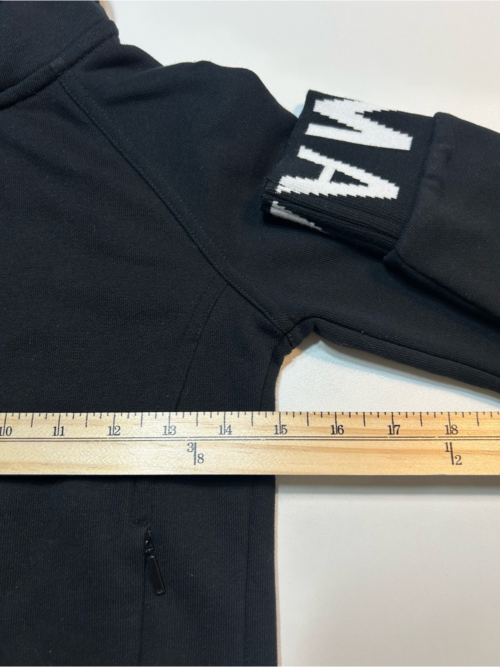 Armani Exchange Black Full Zip Intarsia Knit Logo Cuff Hoodie Jacket - Picture 6 of 9